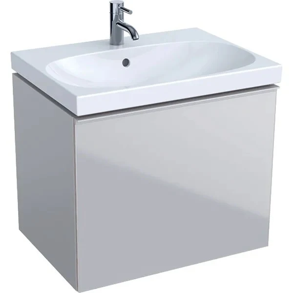 Geberit Acanto Masca lavoar baie cu sertar sticla gri, 64x48 cm, corp gri mat