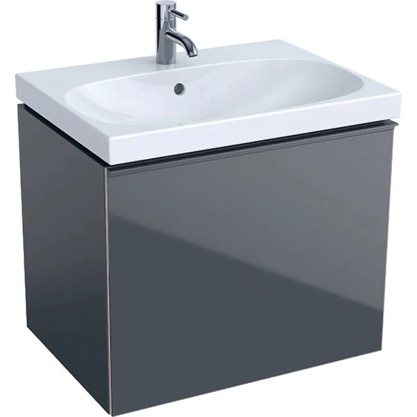 Geberit Acanto Masca lavoar baie cu sertar sticla antracit, 64x48 cm, corp antracit mat (lava)