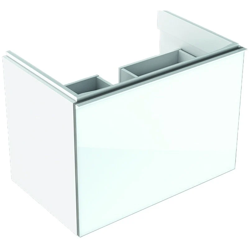 Geberit Acanto Masca lavoar baie cu sertar sticla alba 74x48 cm, corp alb lucios