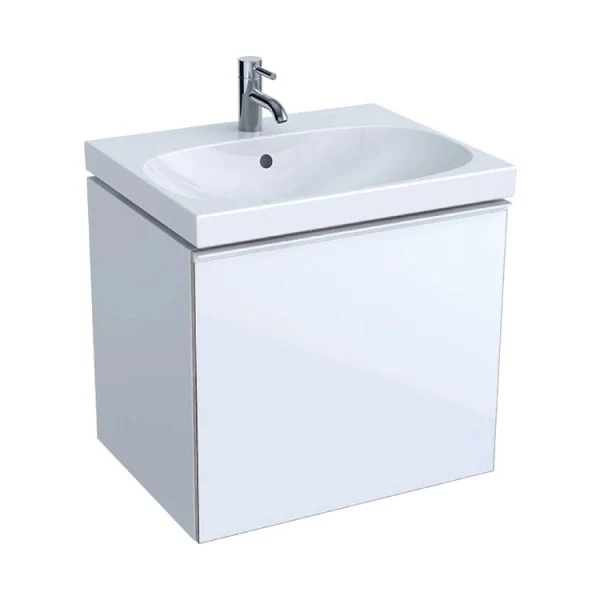 Geberit Acanto Masca lavoar baie cu sertar sticla alba 74x48 cm, corp alb lucios