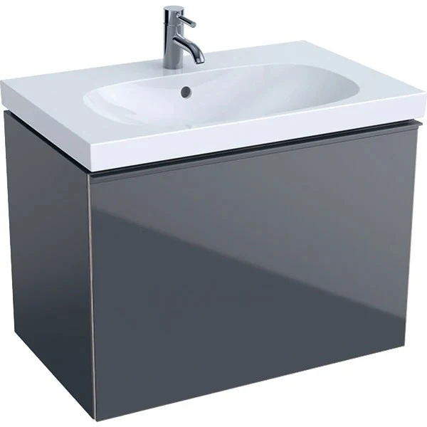 Geberit Acanto Masca lavoar baie cu sertar sticla antracit, 74x48 cm, corp antracit mat (lava)