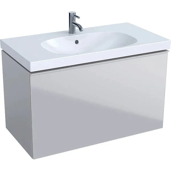 Geberit Acanto Masca lavoar baie cu sertar sticla gri, 89x48 cm, corp gri mat