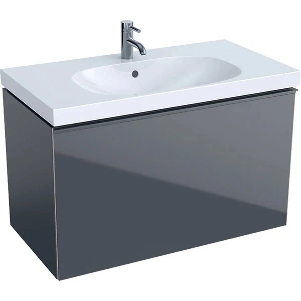 Geberit Acanto Masca lavoar baie cu sertar sticla antracit 89x48 cm, corp antracit mat (lava)