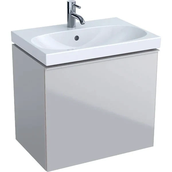 Geberit Acanto Masca lavoar baie cu sertar sticla gri 60x42 cm, corp gri mat