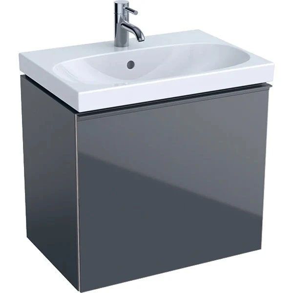 Geberit Acanto Masca lavoar baie cu sertar din sticla antracit, 60x42 cm, corp antracit mat (lava)