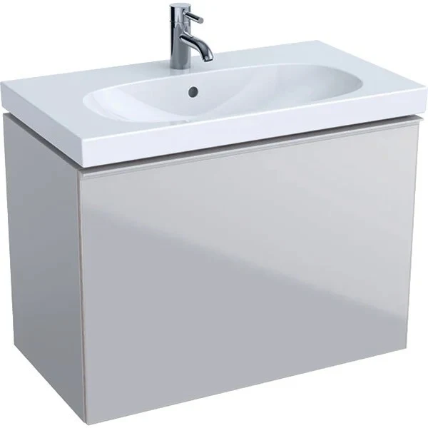 Geberit Acanto Masca lavoar baie cu sertar din sticla gri, 74x42 cm, corp gri mat