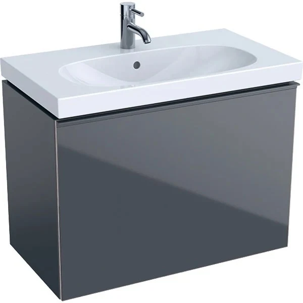 Geberit Acanto Masca lavoar baie cu sertar sticla antracit 74x42 cm, corp antracit mat (lava)