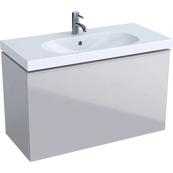 Geberit Acanto Masca lavoar baie cu sertar sticla gri 89x42 cm, corp gri mat