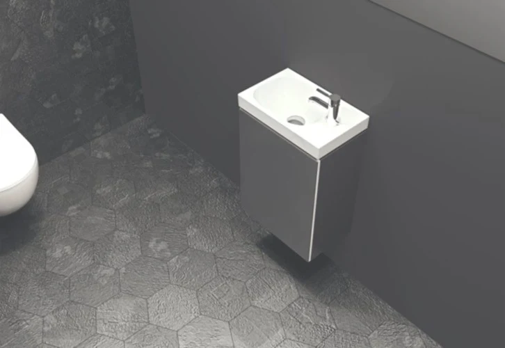 Geberit Acanto Masca lavoar baie cu usa sticla antracit, 40x25xH54 cm, corp antracit mat (lava)