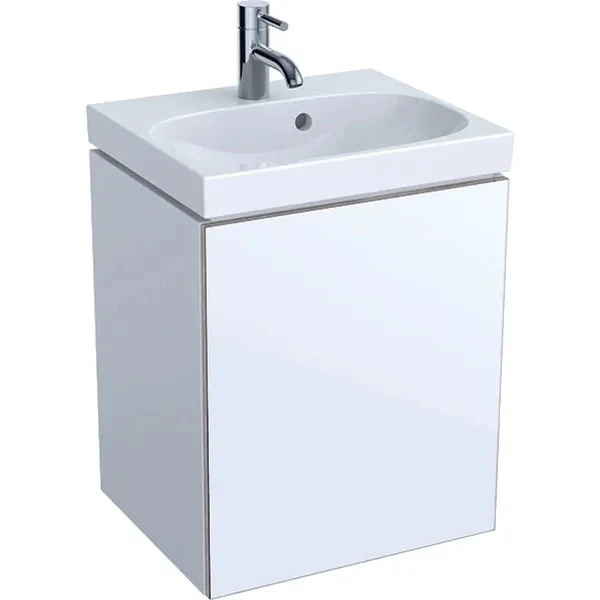 Geberit Acanto Masca lavoar baie cu usa sticla alba 45x38 cm, corp alb lucios