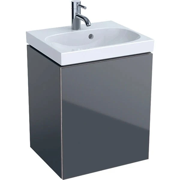 Geberit Acanto Masca lavoar baie cu usa sticla antracit, 45x38xH54 cm, corp antracit mat (lava)