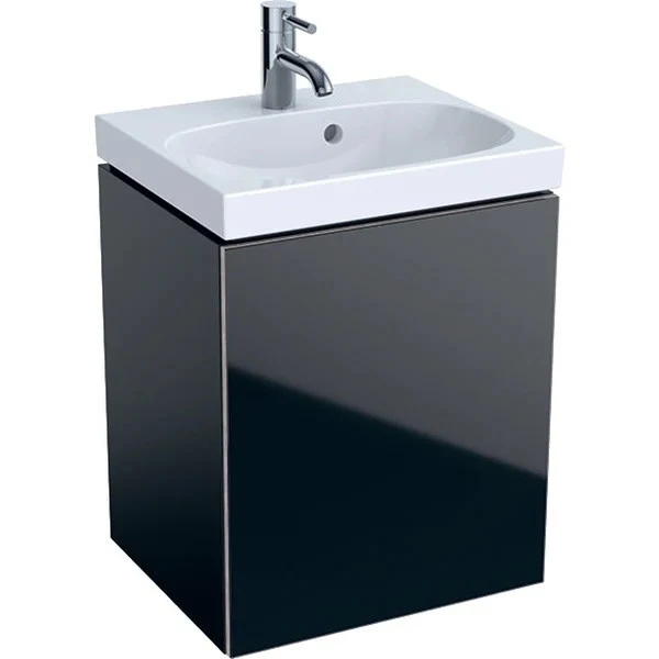 Geberit Acanto Masca lavoar baie cu usa sticla neagra, 45x38xH54 cm, corp negru mat
