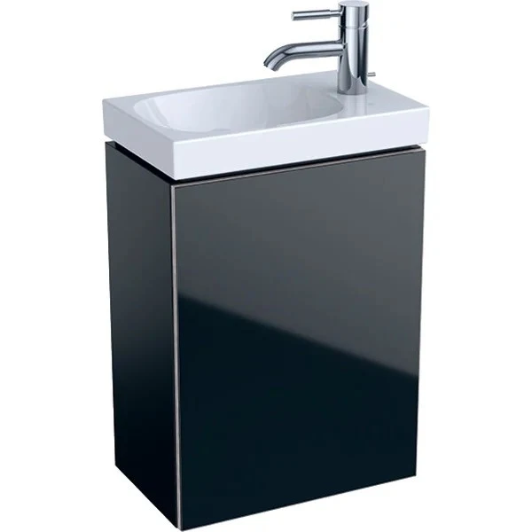Geberit Acanto Masca lavoar baie cu usa sticla neagra, 40x25xH54 cm, corp negru mat