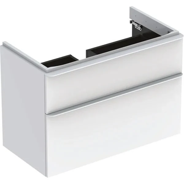 Geberit Smyle Square Masca lavoar baie suspendata cu 2 sertare 88x47 cm, alb lucios