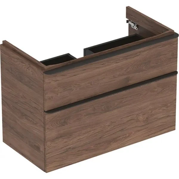 Geberit Smyle Square Masca lavoar baie suspendata cu 2 sertare 88x47 cm, maro (nuc american hickory)