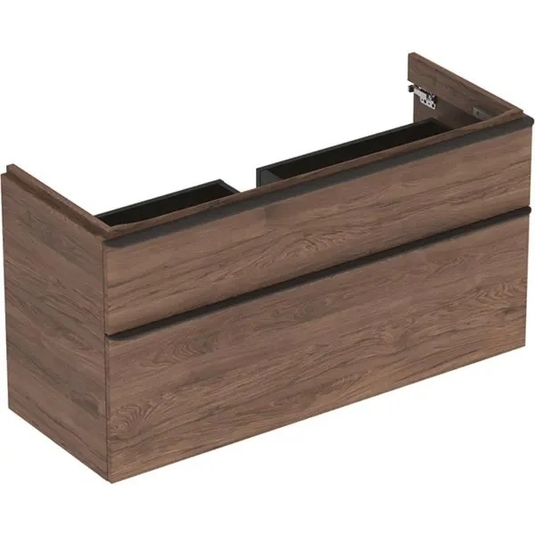 Geberit Smyle Square Masca lavoar baie cu 2 sertare 118x47 cm, maro (nuc american hickory)