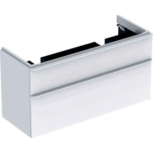 Geberit Smyle Square Masca lavoar baie dubla cu 2 sertare 118x47 cm, alb lucios