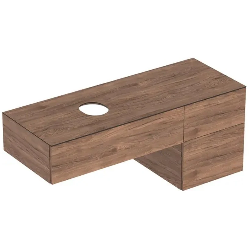 Geberit VariForm Masca lavoar baie 3 sertare 135x51 cm, maro (nuc american hickory)