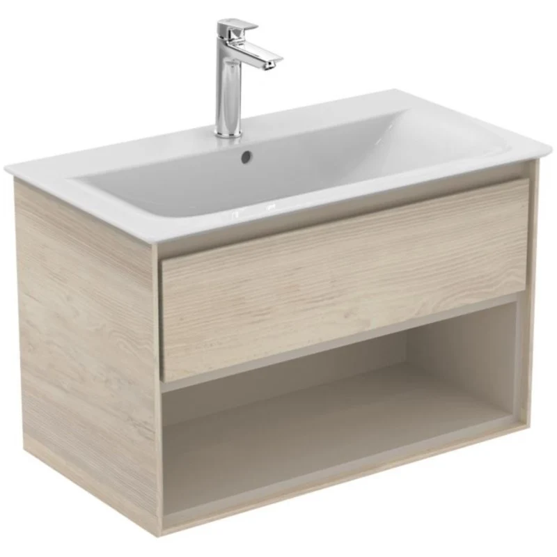 Ideal Standard Connect Air Masca lavoar baie cu sertar si raft 80x44 cm, bej (tip lemn)/bej mat