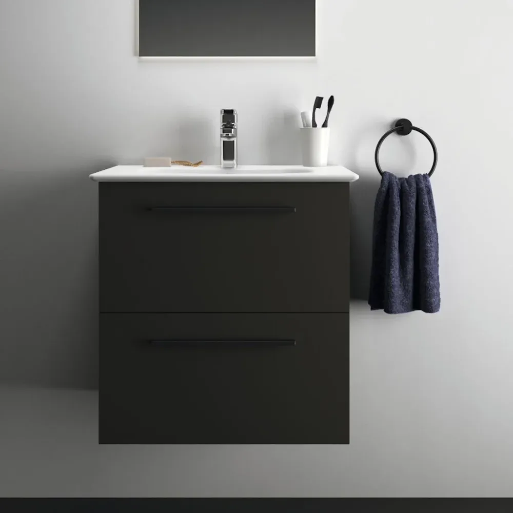 Ideal Standard I.Life Masca lavoar baie suspendata cu doua sertare 60x44xH63 cm, negru mat