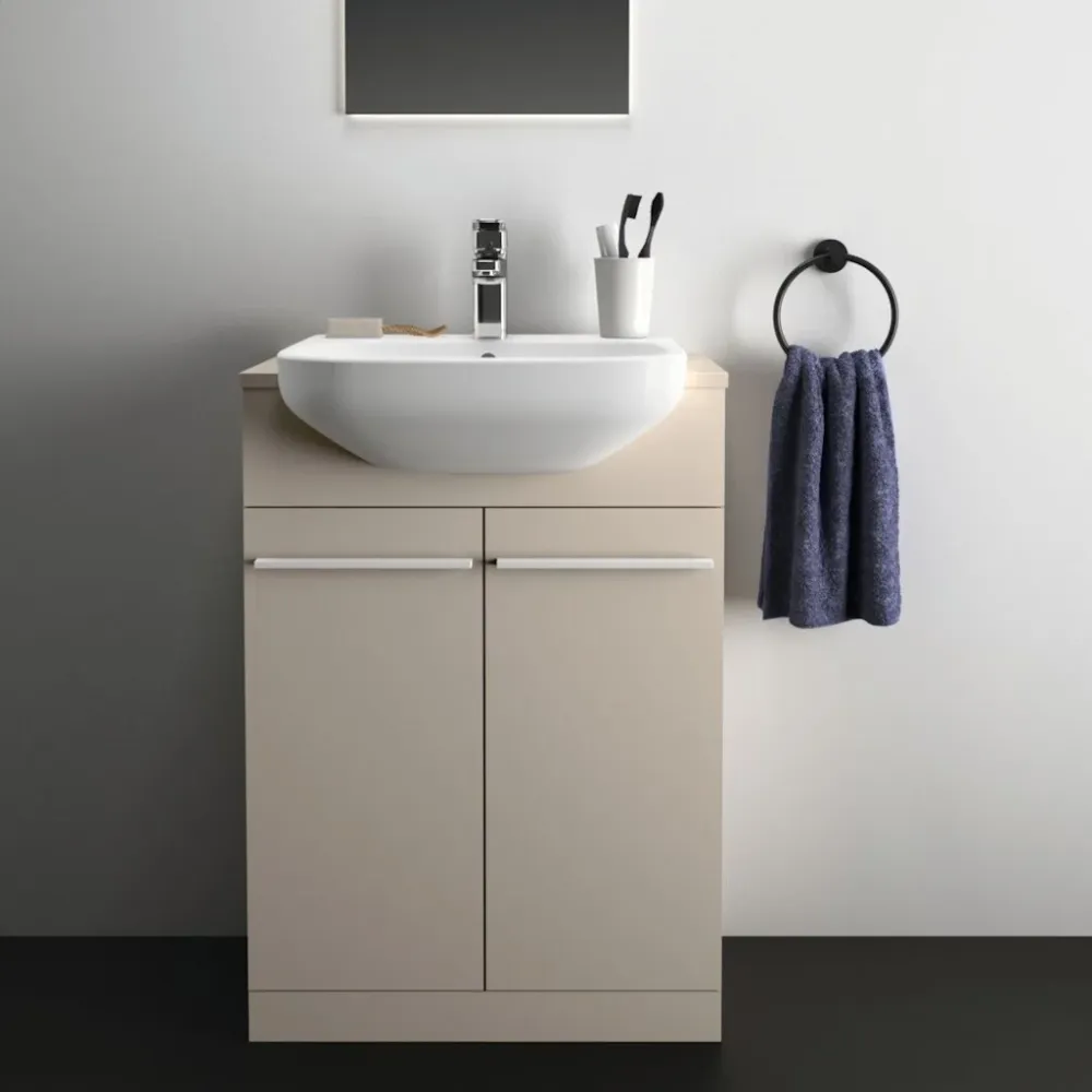 Ideal Standard I.Life Masca lavoar baie cu doua sertare 60x30xH84 cm, bej nisipiu mat