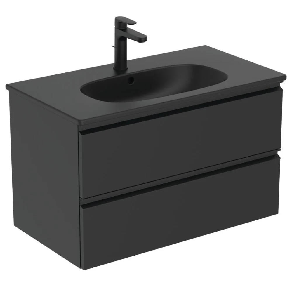 Ideal Standard Tesi Masca lavoar baie cu doua sertare 80x44 cm, negru mat