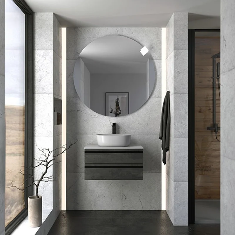 Kolpasan Alexis Masca lavoar baie cu blat si 2 sertare 60x50 cm, antracit (dark concrete)
