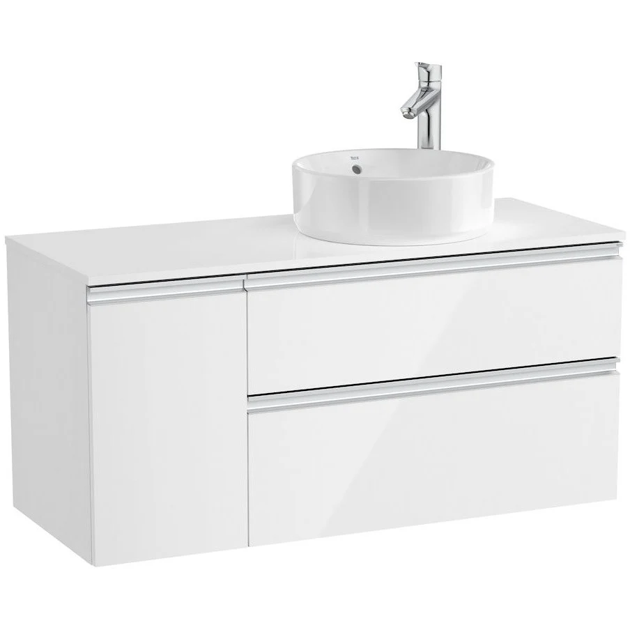 Roca Gap Masca lavoar baie suspendata cu 2 sertare si o usa, dreapta 110x46xH54 cm, alb lucios
