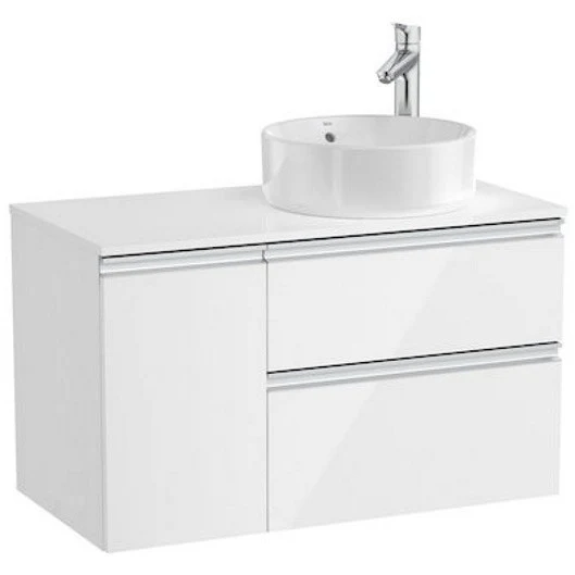 Roca Gap Masca lavoar baie suspendata cu 2 sertare si o usa, dreapta 90x46xH54 cm, alb lucios