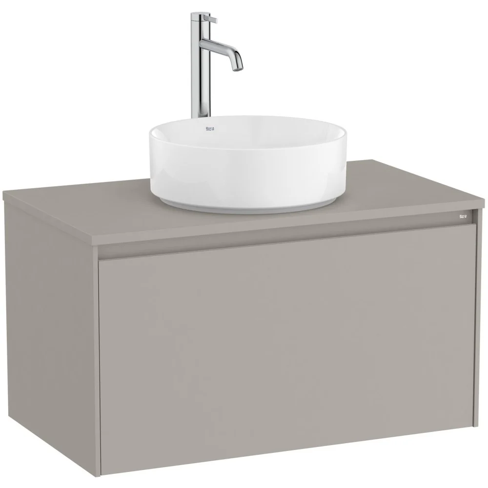 Roca Ona Masca lavoar baie cu blat si 1 sertar 79x46 cm, gri mat