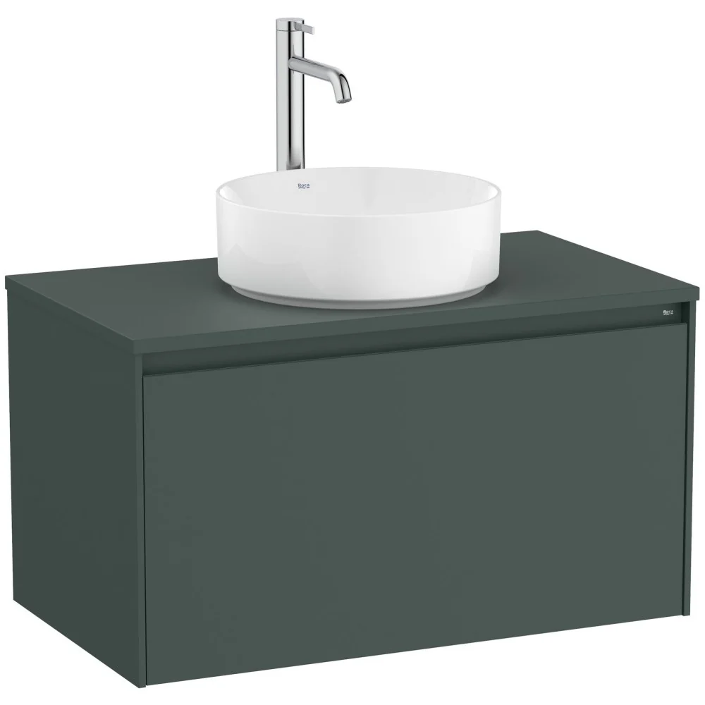 Roca Ona Masca lavoar baie cu blat si 1 sertar 79x46 cm, verde mat