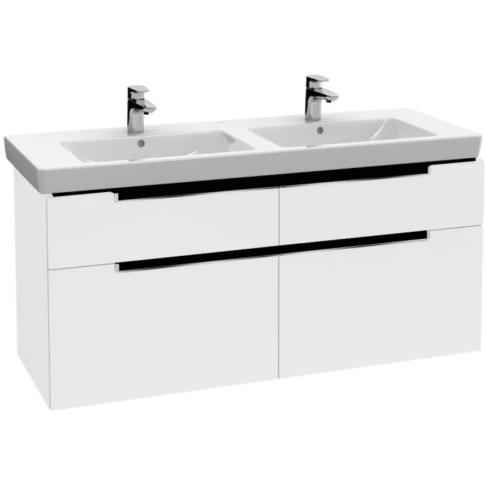 Villeroy & Boch Subway 2.0 Vanity Masca lavoar baie dubla 128x44xH59 cm, alb mat