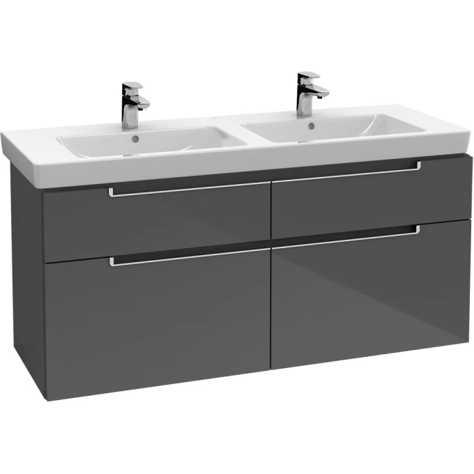 Villeroy & Boch Subway 2.0 Vanity Masca lavoar baie dubla 128x44xH59 cm, gri lucios