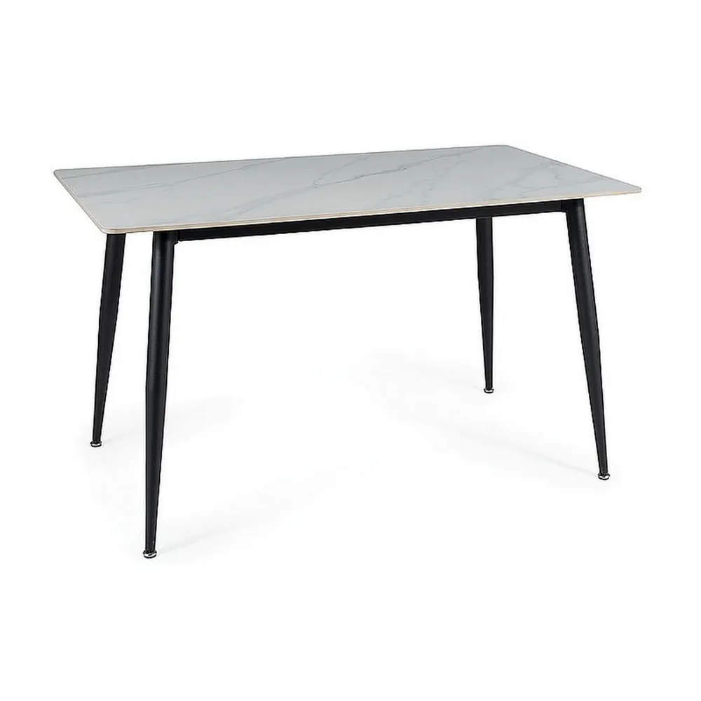 Masa RION, ceramica/metal, alb/negru mat, 160x90X76 cm