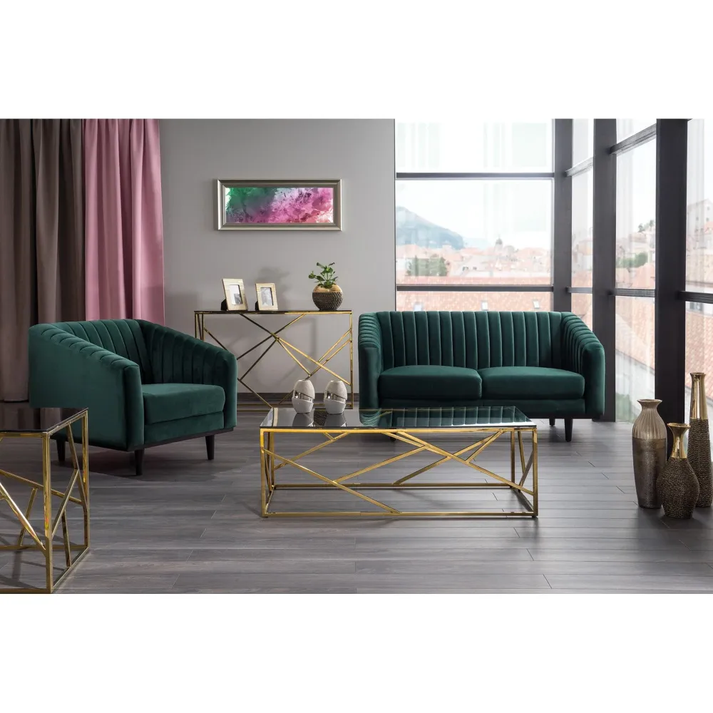 Masa sticla de cafea gold Escada , 120X60X40