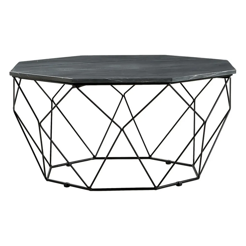 Masuta cafea AIDA, negru, marmura/metal, 84x84x43 cm