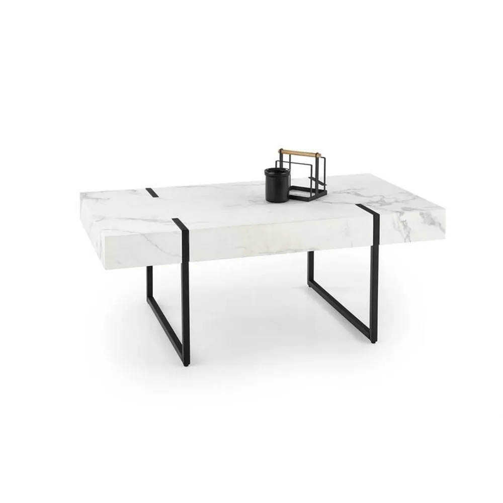 Masuta cafea Blanca, marmura alba/negru, 110x60x43 cm