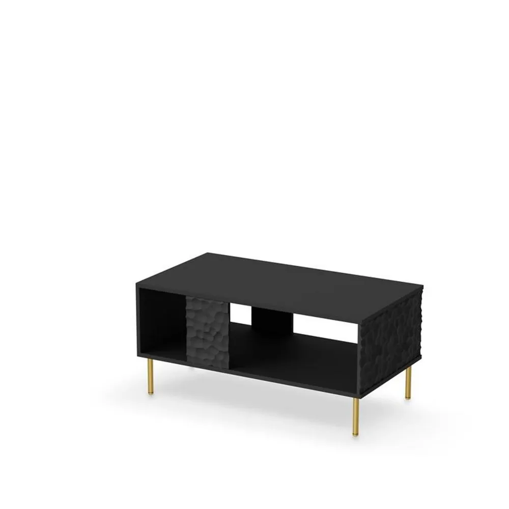 Masuta cafea BULLET, negru/auriu, PAL laminat, 90X50X43 cm