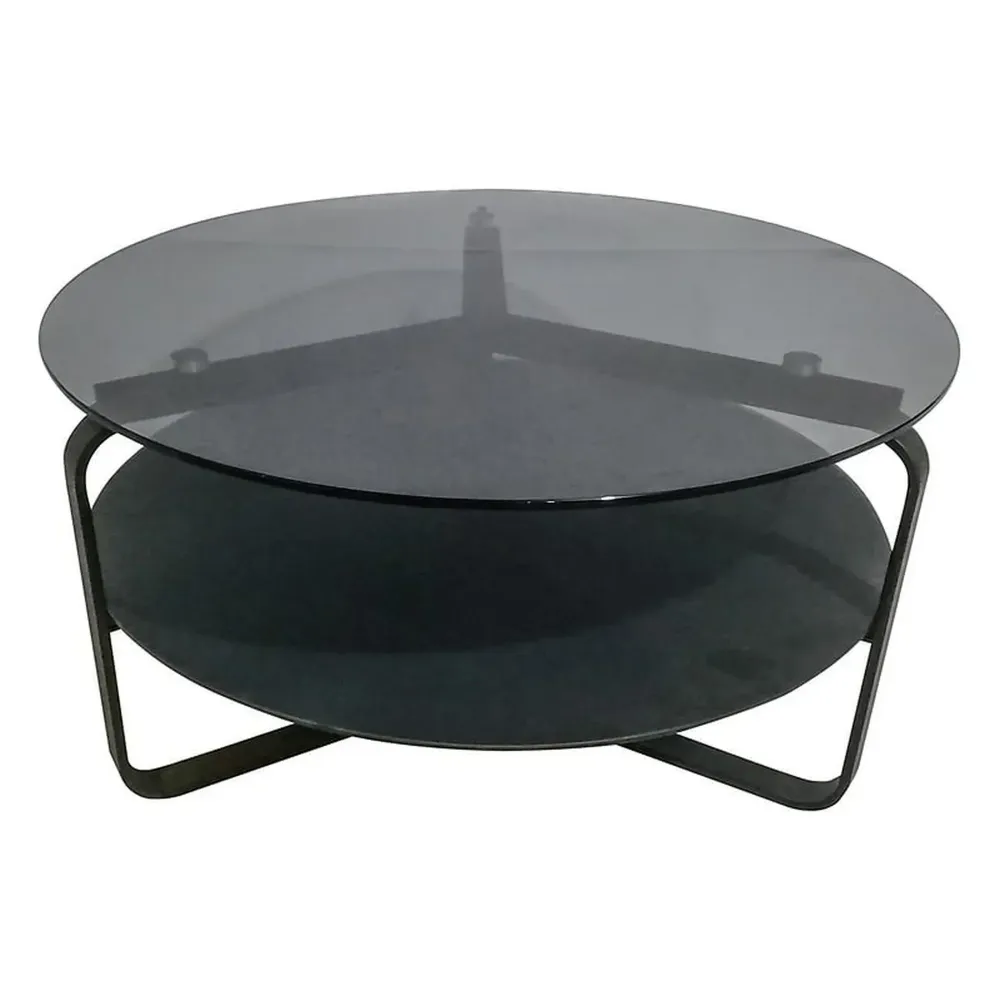 Masuta cafea DONNA, negru, sticla securizata/metal, 80x80x44 cm