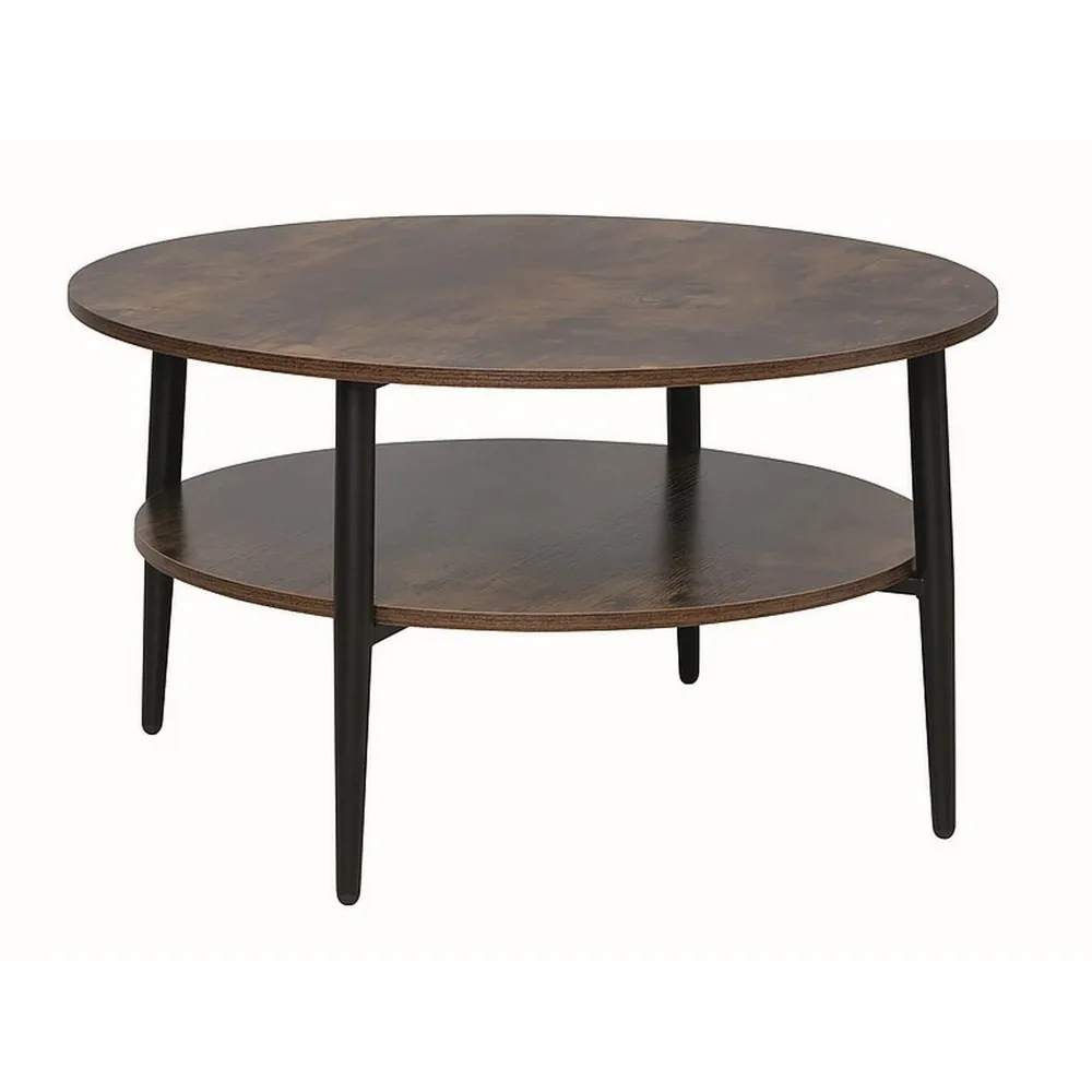 Masuta de cafea ELLA , maro rustic/negru mat, PAL/metal, 80x45 cm