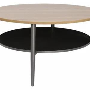 Masuta cafea ELLA , stejar/negru mat, PAL/metal, 80x45 cm