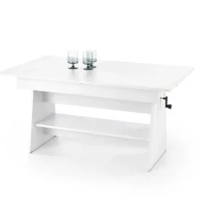 Masuta de cafea extensibila ERIKA, alb, PAL laminat, 120/160x70x61/72 cm