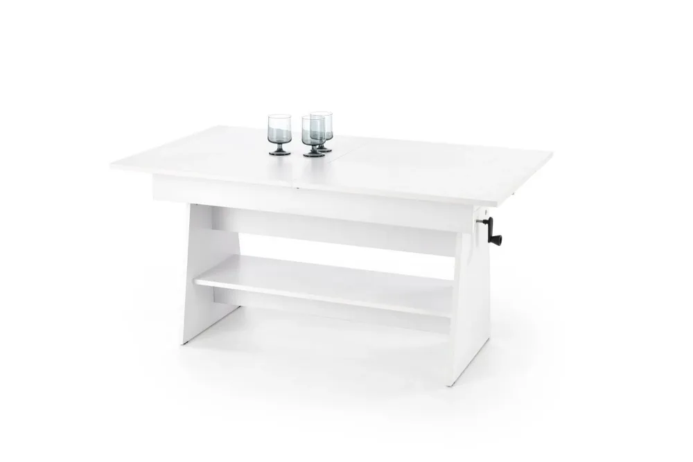 Masuta de cafea extensibila ERIKA, alb, PAL laminat, 120/160x70x61/72 cm