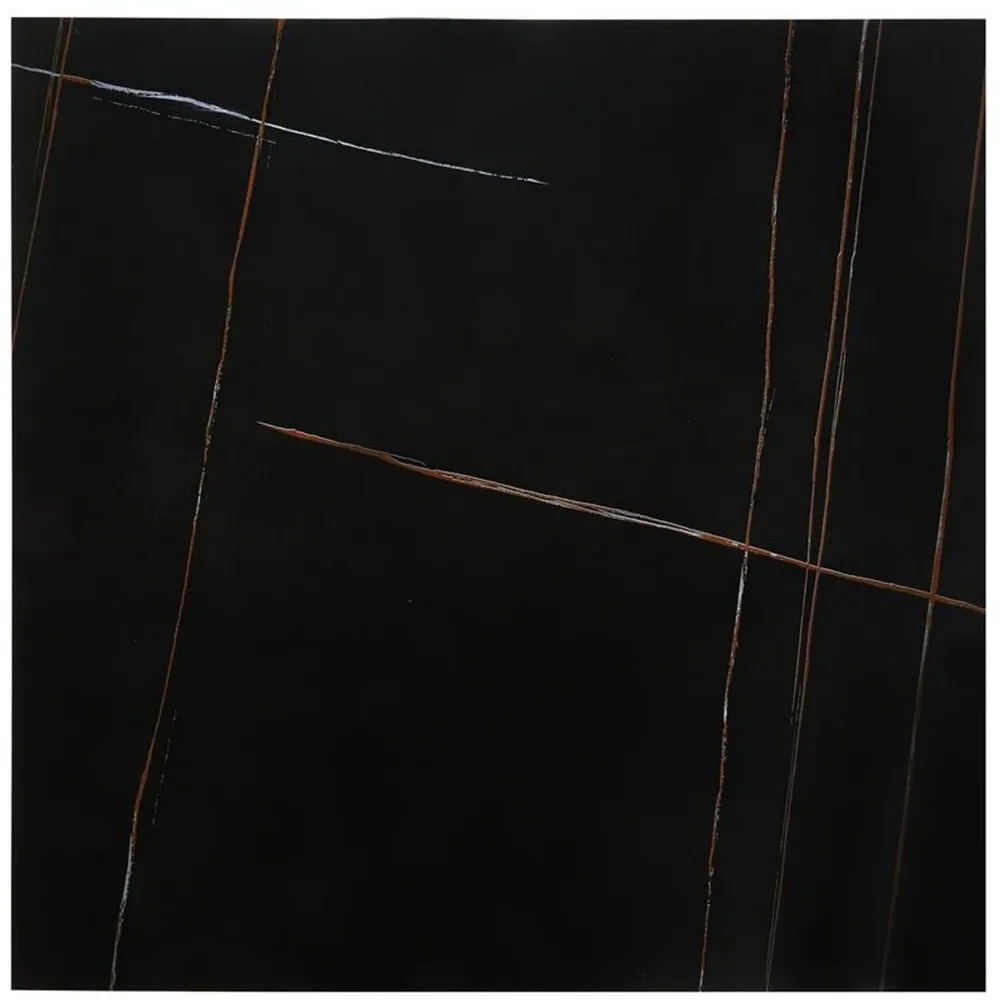 Masuta cafea FELICIA, negru/auriu, ceramica/metal, 80x80x46 cm