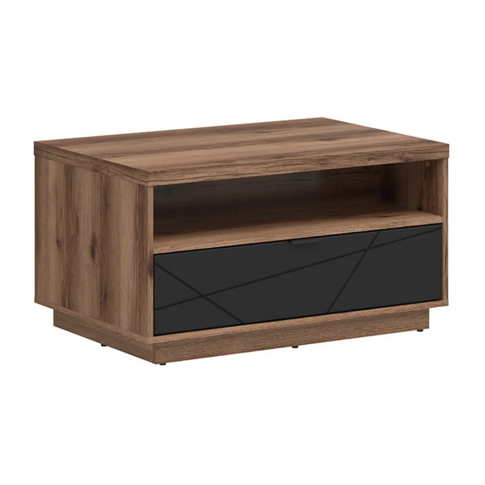 Masuta cafea FORN, nuc/negru mat, PAL, 90x60x48.5 cm