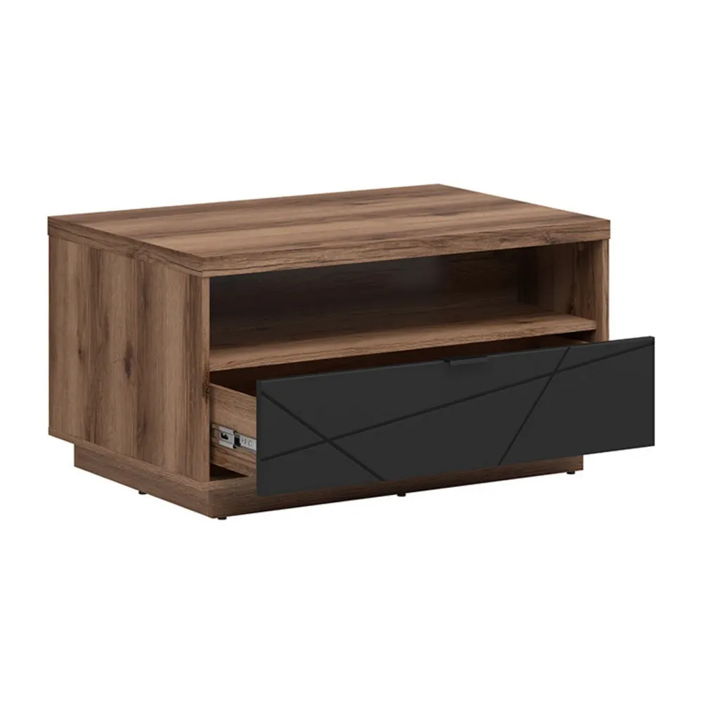 Masuta cafea FORN, nuc/negru mat, PAL, 90x60x48.5 cm