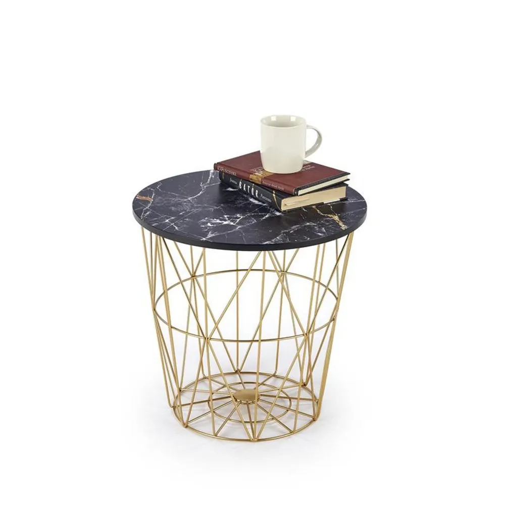 Masuta de cafea HARISSA G, negru/auriu, metal, 42x41 cm