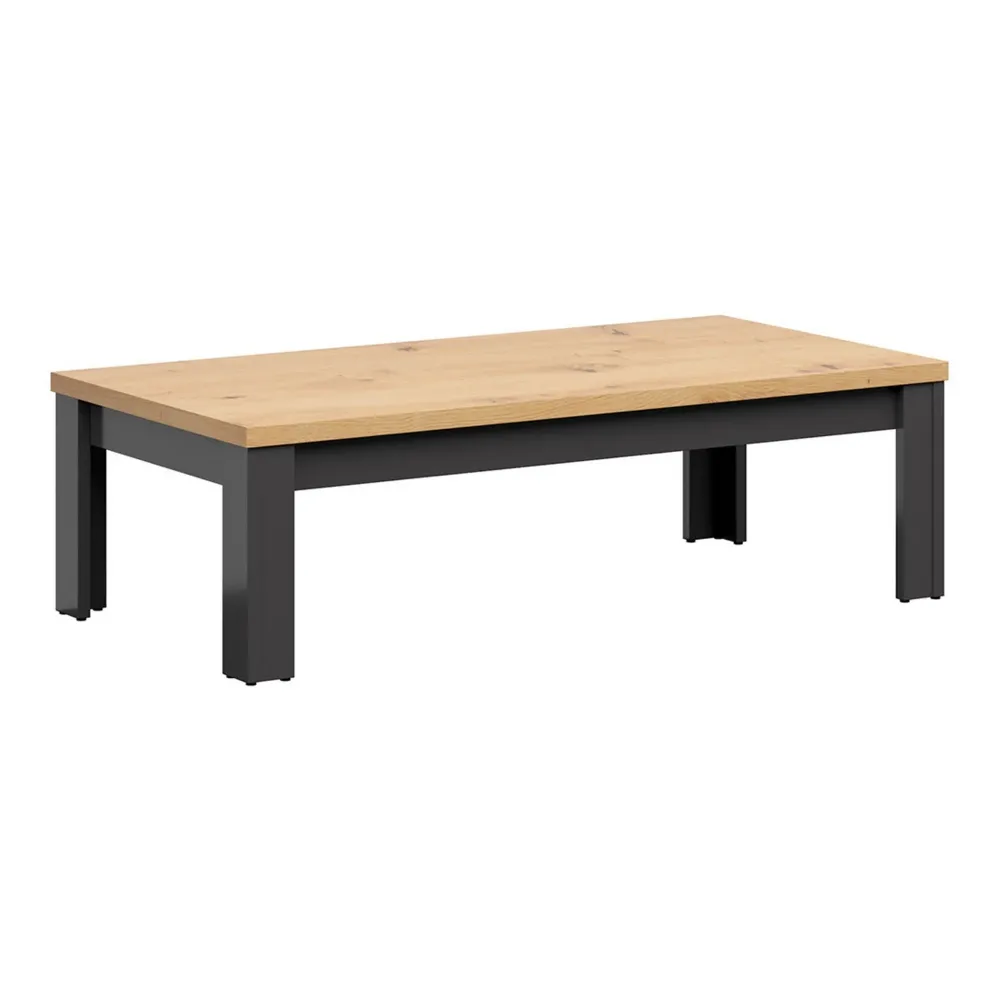 Masuta cafea Hesen, gri grafit/stejar artizanal, PAL, 130x65x40 cm