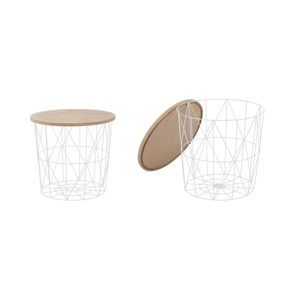 Masuta cafea industriala stejar natural-alb Mariffa, Ø42XH41 CM