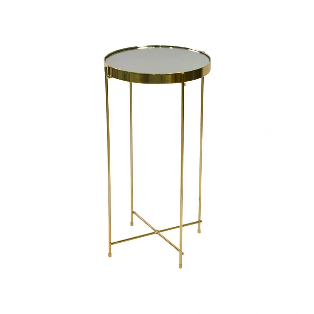 Masuta cafea LEONE, auriu, sticla/metal, 33x33x61 cm